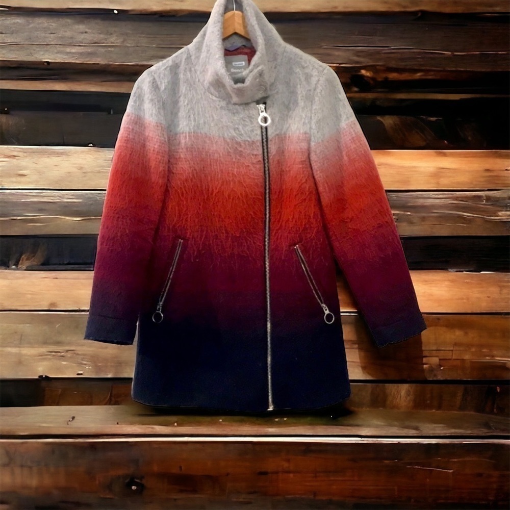 Bench Coat -textured-red,gray  ombré -Gently Used Sz Small​​​​​​ - Picture 7 of 15